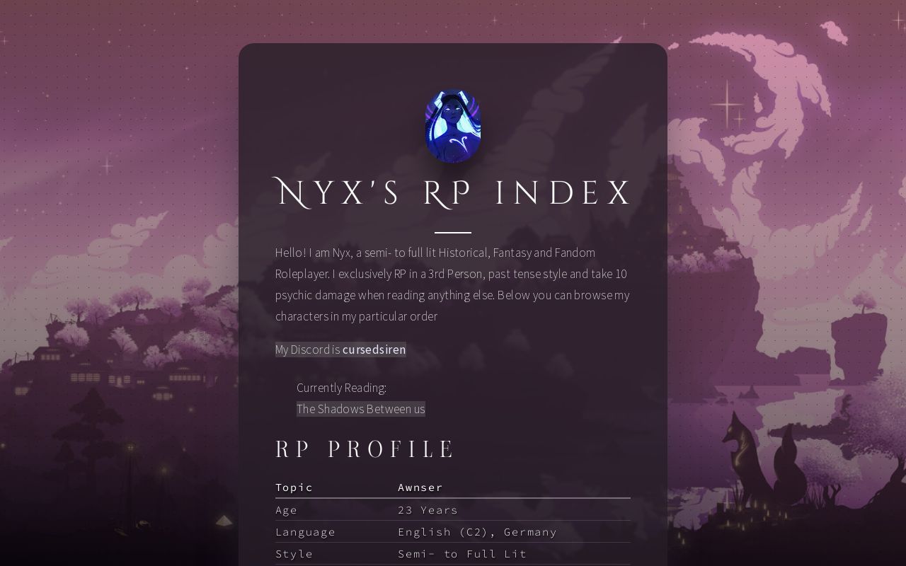 Nyx's RP index